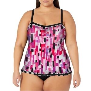Profile by Gottex Sweetheart‎ 40 D Cup Sized Tankini Top Swimsuit Pink